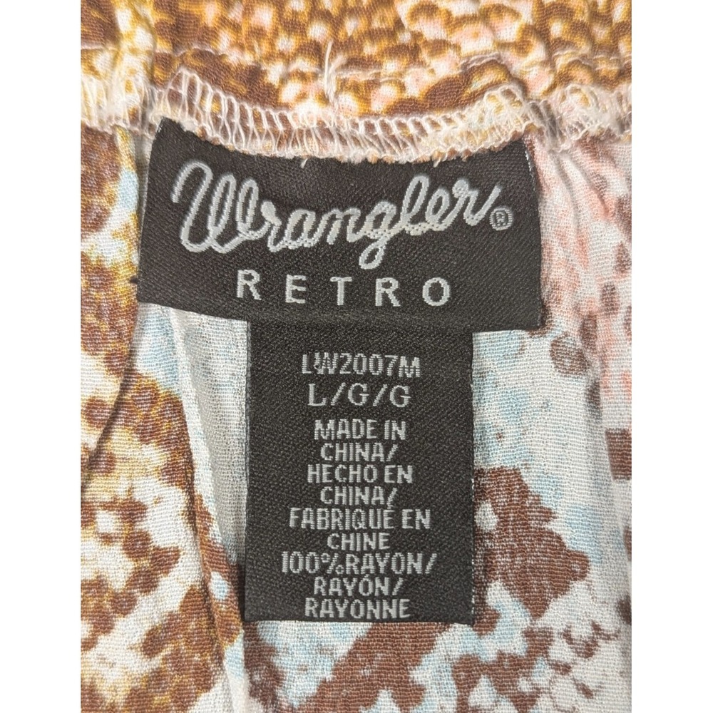 Wrangler Retro Women's Snake Print Peasant Blouse Top Size Large Rayon Boho West - Picture 3 of 8